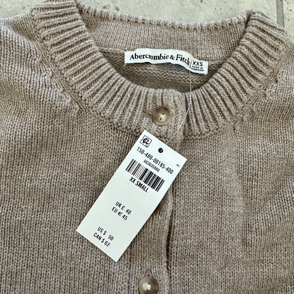 Abercrombie & Fitch Women's Crewneck Button Cardigan - Taupe